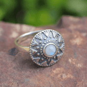 SLAVIC RING WITH RAINBOW MOONSTONE - RINGS