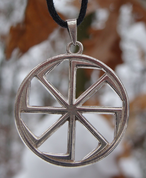 SILVER KOLOVRAT, SLAVIC SUN WHEEL PENDANT, AG 925 - PENDANTS