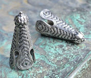 TERMINAISON DE COIFFE VIKING, BIRKA, ARGENT STERLING, 22 G - BIJOUX HISTORIQUES À FILIGRANES ET GRANULATION WULFUND