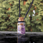 AMETHYST, GLASS BOTTLE, LEATHER CORD - FANTASY JEWELS