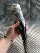 DRINKING HORN WITH VENDEL MOTIVES AND FORGED STAND - DRINKING HORNS
