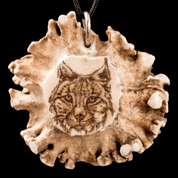 LYNX, ENGRAVED ANTLER PENDANT - ANIMAL PENDANTS