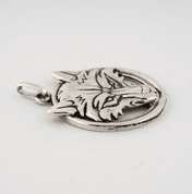 WOLFKOPF IM RING, SILBER AMULETT - ANHÄNGER - SCHMUCK, SILBER