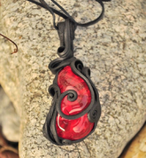 SOLARIS, GLASS PENDANT, RED, EPOXY RESIN - FANTASY JEWELS