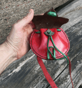 FLEUR DE LIS, MEDIEVAL POUCH WITH BELT, RED - BAGS, SPORRANS