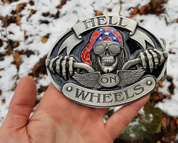 HELL ON WHEELS, BELT BUCKLE - CUSTOM MADE BELTS