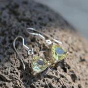 TRIANGULAR, SILVER EARRINGS WITH CITRINE - EARRINGS WITH GEMSTONES, SILVER