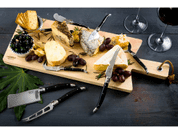 8 CHEESE KNIVES BLACK WITH SERVING BOARD PREMIUM LINE OF LAGUIOLE STYLE DE VIE - COUTEAUX DE CUISINE