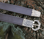 SALZBURG, MEDIEVAL LEATHER BELT, BRONZE - BELTS