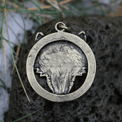 LOUP - TÊTE DE LOUP EN CERCLE, AMULETTE ZINC VIEUX LAITON - TOUS LES PENDENTIFS, NOTRE PRODUCTION