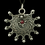 DEVANA, SLAVIC SOLAR PENDANT, SILVER - GARNET - PENDANTS