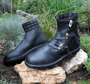 EINAR EARLY MEDIEVAL SHOES BLACK - VIKING, SLAVIC BOOTS