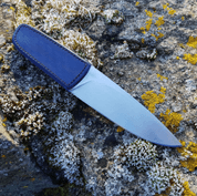 LOGAN DESIGNER KNIFE WITH LEATHER GRIP AND SHEATH, BLUE - KNIVES