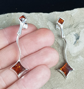 WARTA, AMBER, EARRINGS, STERLING SILVER - EARRINGS