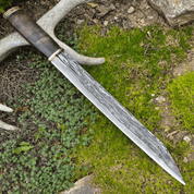 NJÖRD, VIKING SEAX, COUTEAU EN ACIER DAMASSÉ - COUTEAUX DAMASSÉS