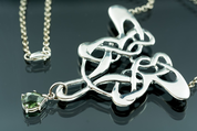 ART NOUVEAU, SILVER NECKLACE, MOLDAVITE - MOLDAVITES, CZECH