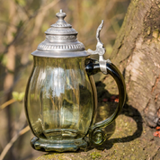 HISTORICAL TANKARD, GREEN GLASS, TIN - HISTORICAL GLASS