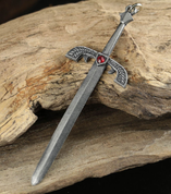 SWORD WITH GLASS, PEWTER PENDANT - DRAGON FANTASY AMULETS