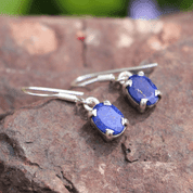 LAPIS LAZULI EARRINGS, FACETED GEMS, STERLING SILVER - BOUCLES D'OREILLES - BIJOUX HISTORIQUE