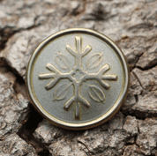 SNOWFLAKE OD BRDY MTS. BRONZE BUTTON - CZECH BUSHCRAFT SYMBOL - KOSTÜMBROSCHEN, FIBELN