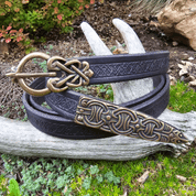 BORRE CEINTURE VIKING DÉCORÉE, NOIRE, LAITON VIEILLI - CEINTURES EN CUIR