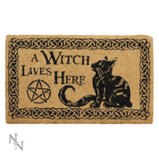 A WITCH LIVES HERE DOORMAT 45X75CM - FIGURES, LAMPS, CUPS