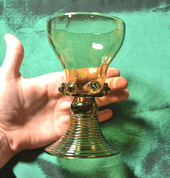 KING ARTHUR, LARGE MEDIEVAL GLASS GOBLET - 1 PIECE - HISTORICAL GLASS