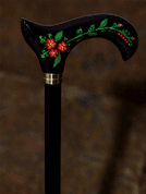 ROSE - FOLK ART - WALKING STICK, CANE - SCHWARZ - GEHSTÖCKE