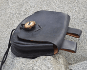MEDIEVAL LEATHER BAG WITH ANTLER, BLACK - BAGS, SPORRANS