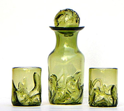 WHISKEY GLASS SET, 2+1, GREEN FORREST GLASS - HISTORICAL GLASS