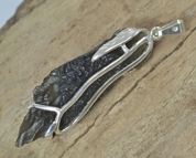 ARBOR STELLAS, NATURAL MOLDAVITE PENDANT, STERLING SILVER - MOLDAVITES, CZECH