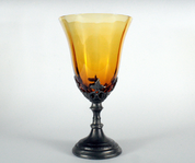 HONEY SAGRADA FAMÍLIA, GOBLET, AMBER GLASS AND PEWTER - HISTORICAL GLASS