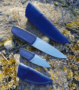 LOGAN DESIGNER KNIFE WITH LEATHER GRIP AND SHEATH, BLUE - KNIVES