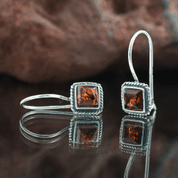 AMBRA, AMBER, SILVER EARRINGS - EARRINGS