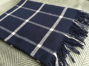 BLUE & WHITE WINDOWPANE THROW, WOLLDECKE - SKLAD