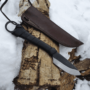 GLEN KNIFE FOR CRAFTSMEN WITH SHORT BLADE + LEATHER SHEATH - KNIVES