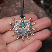 DEVANA, SLAVIC SOLAR PENDANT, BRONZE, MALACHITE - HISTORISCHEN REPLIKEN AUS BRONZE