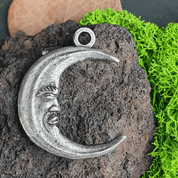 CRESCENT MOON WITH FACE, AMULET, ZINC - ALL PENDANTS, OUR PRODUCTION