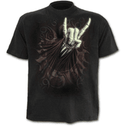 ROCK SALUTE, T-SHIRT BLACK, SPIRAL DIRECT - MEN'S T-SHIRTS, SPIRAL DIRECT