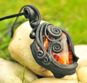 FEUER - ANHÄNGER - GLAS - SCHMUCK MIT STEINEN