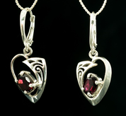 ROWAN, CELTIC STERLING SILVER EARRINGS, GARNET - EARRINGS