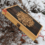 WOODEN BOX FOR MOLDAVITES, BOX MADE OF OAK WOOD - JEWELLERY - BRONZE, ZINC