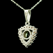 CENTAURI, MOLDAVITE, GARNET, SILVER PENDANT - PENDANTS