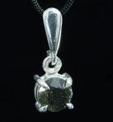 GEMINI, CZECH MOLDAVITE STERLING SILVER PENDANT - MOLDAVITES, CZECH