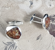 LEONARD, CUFFLINKS, SILVER AND AMBER - AMBER JEWELRY