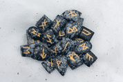 ELDER FUTHARK RUNE SET - SNOWFLAKE OBSIDIAN - RUNES