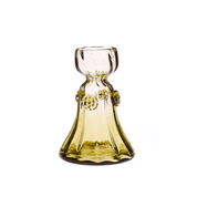 CANDLESTICK, GREEN GLASS - HISTORICAL GLASS