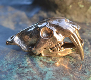 SMILODON, SABERTOOTH TIGER SKULL PENDANT, MASSIVE JEWEL, BRONZE - PENDANTS, NECKLACES