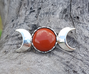 THREE MOON, PENDANT, STERLING SILVER AND JASPER - PENDANTS