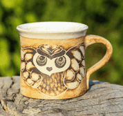 OWL - MUG, HAND PAINTED - TRADITIONAL CZECH CERAMICS